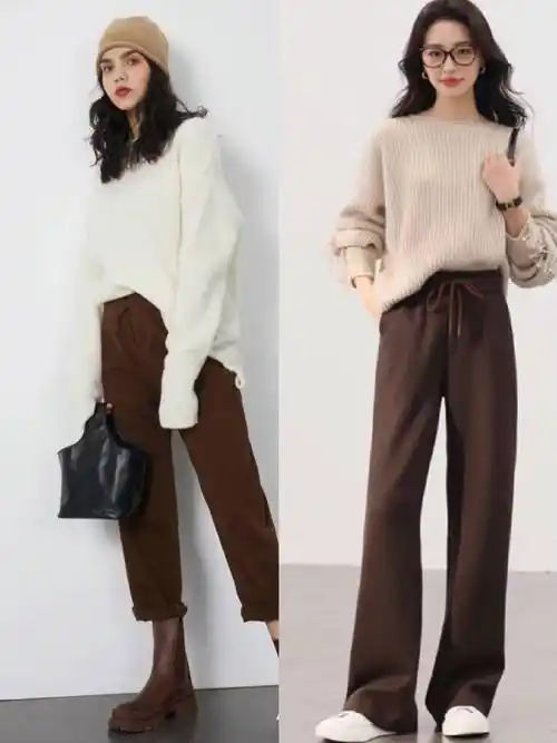 玩转秋冬美拉德风,"咖啡色裤子"才是刚需,4种思路穿出时尚范_款式