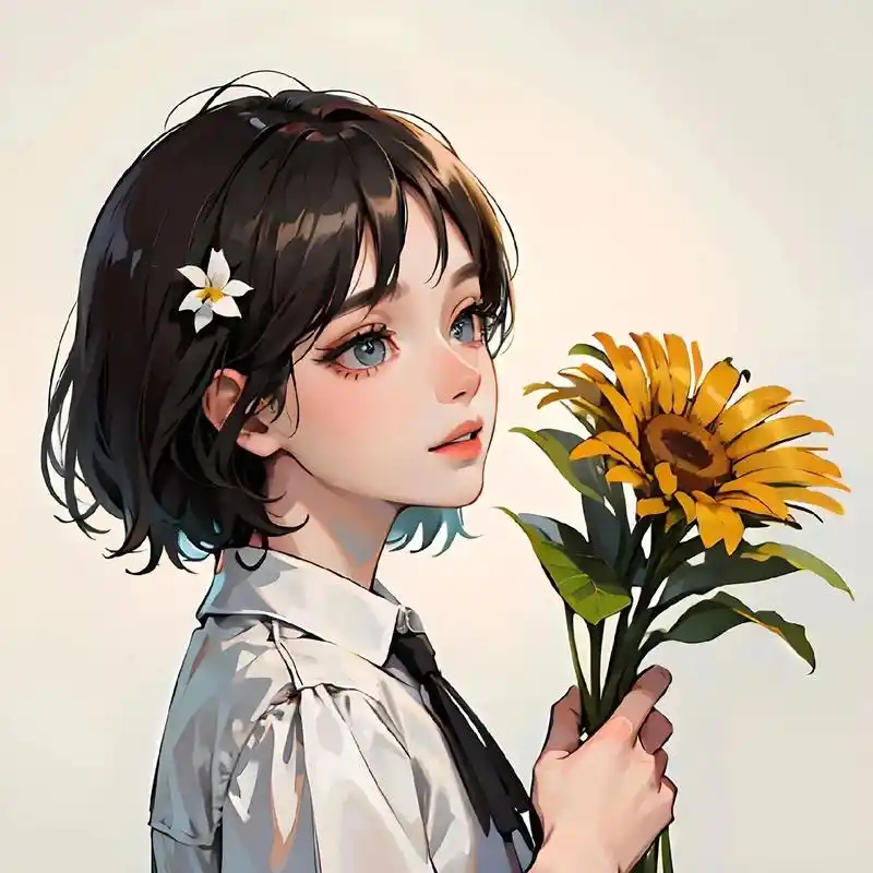 女生头像/拿着花/花朵头饰/#优质头像 #女生头像 #动漫女 - 抖音