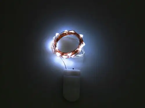 批发纽扣电池灯串灯 2米20灯 防水led铜线灯串 cr2032迷你电池盒