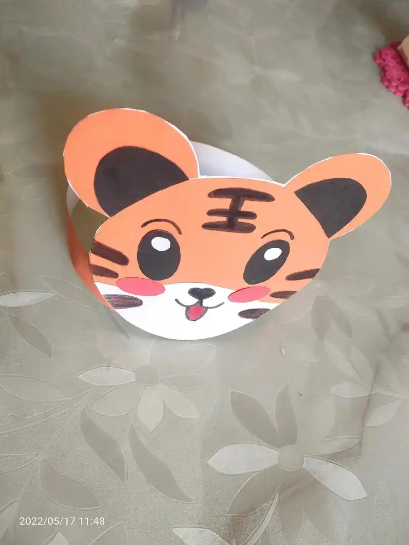 亲子手工制作#做手工我是认真的  给小朋友做的小老虎头饰, - 兑趑