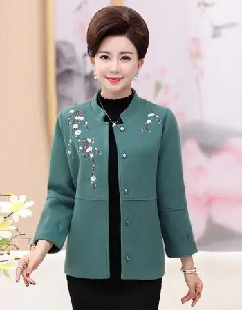40中年妈妈春装毛呢子50岁2018新款外套中老年女短款春秋上衣服装