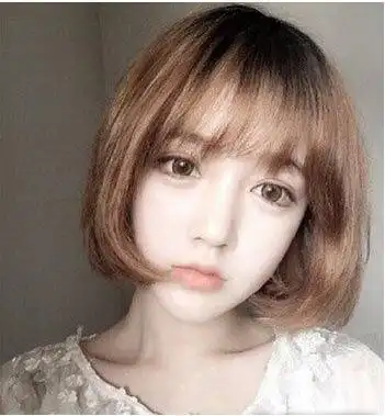 腮帮子大女生适合的减龄韩范空气刘海短发发型