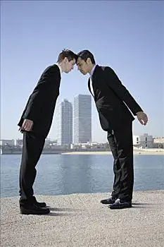 商务人士,面对面,海边