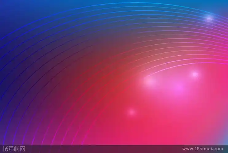 蓝红渐变发光线条科技背景矢量素材