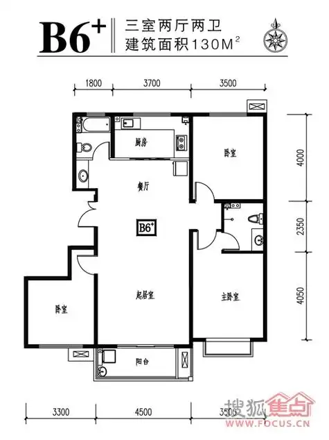 三室两厅两卫130平米b6