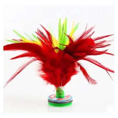 传统鸡毛毽大花毽子鸡鹅毛 比赛毽子耐踢毽球键子牛筋底 炫彩鸡毛