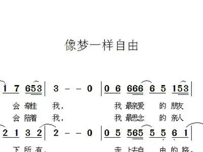 像梦一样自由 汪峰 歌谱 简谱