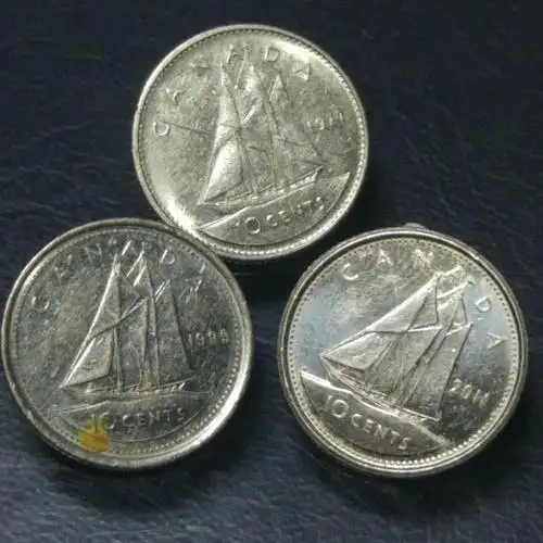 0元起拍,加拿大10分硬币不同