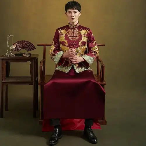 秀禾服男新郎结婚礼服中式新娘结婚2020新款男士唐装男装敬酒服
