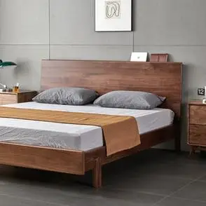 北欧全实木床现代简约北美黑胡桃木卧室双人中大床1518米