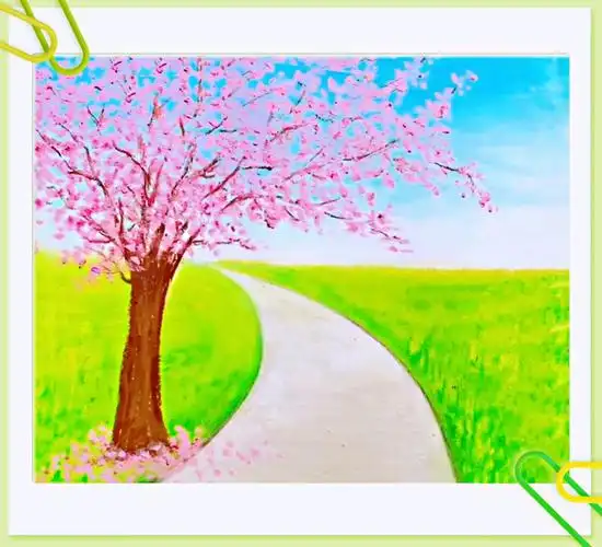 闫寺学区闫皋小学幼儿园大班绘画—《美丽的樱花树》