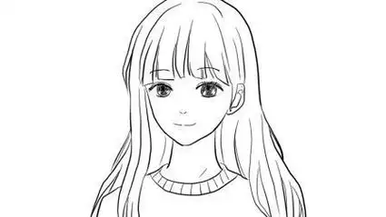 简单漂亮长头发小女孩正面全身简笔画长头发的小姑娘长头发简笔画简笔