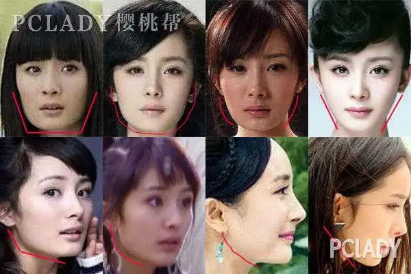 接下来分析time~ 一,下颌角 杨幂的脸型变化很大,大方脸变瓜子脸.