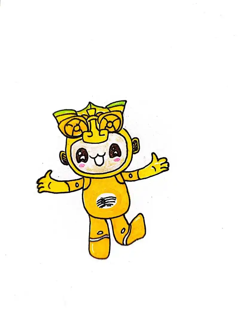 亚运会吉祥物简笔画教程.教你简单几个步骤画琮琮,可扫描打印. - 抖音