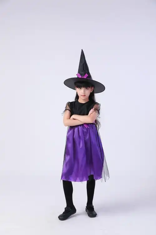 万圣节儿童服装cos巫婆女童魔法师女巫角色扮演cosplay女孩的衣服