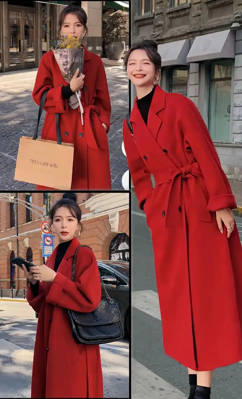 好,小个子也可以驾驭,腰带系上,时尚显腰身,不系随意舒适,红色称肤色