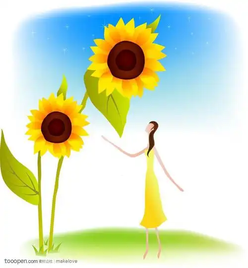 90后个性可爱女生头像 清新可爱的手绘动漫女生个性 向日葵卡通头像