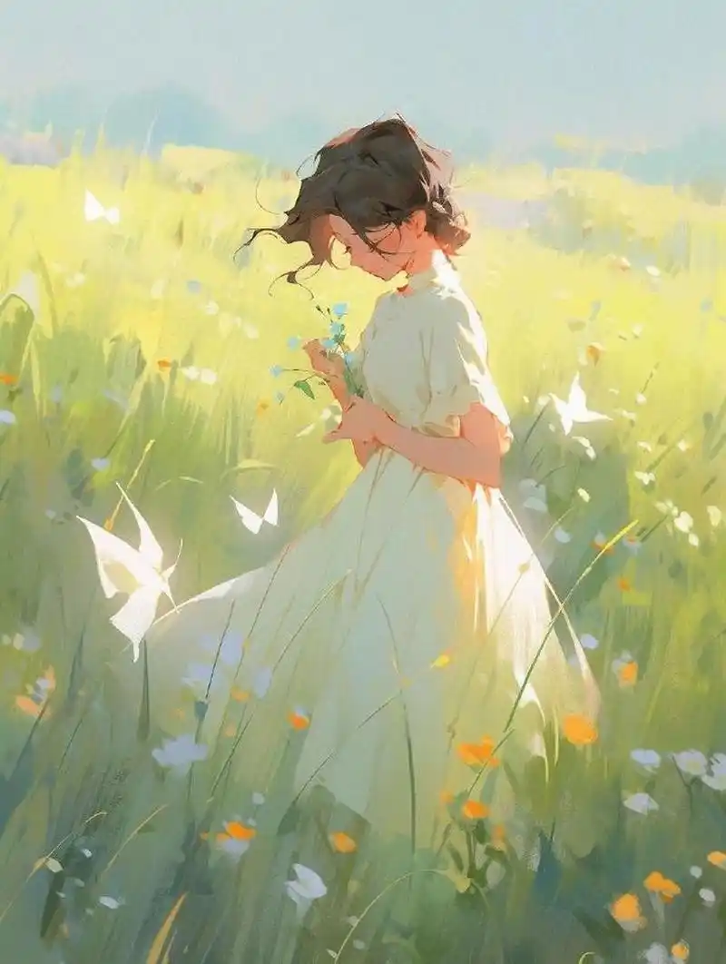 田园温暖治愈系插画壁纸 起风了