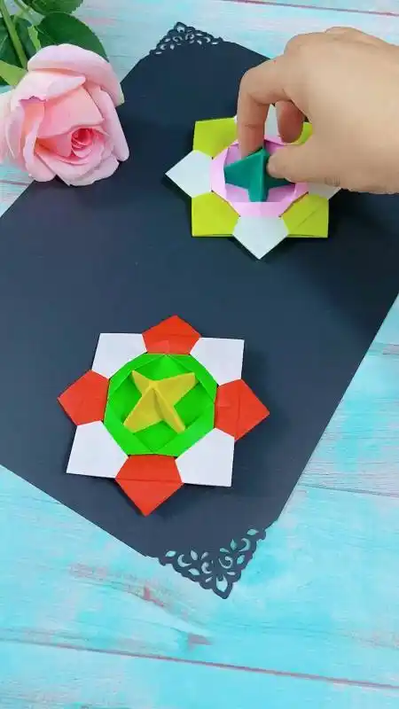 手工制作教你用三张纸做个好玩的折纸陀螺快和孩子一起玩起来吧