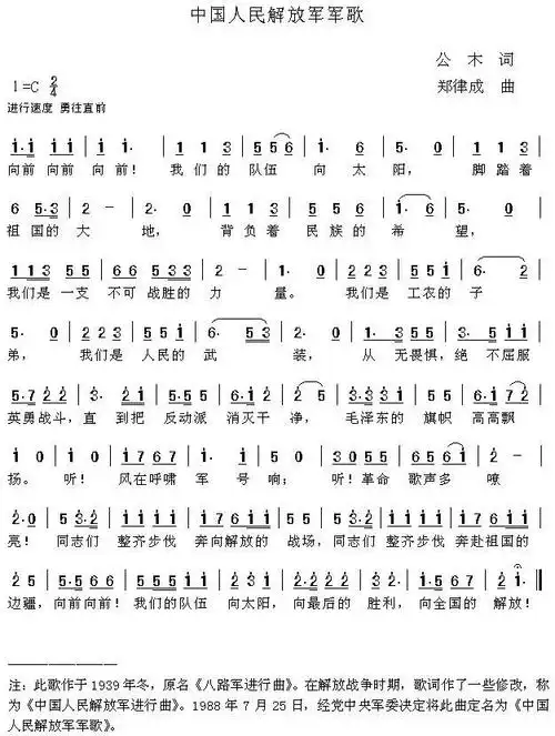 从此,《中国人民解放军进行曲》正式成为中国人民解放军的重要标志之