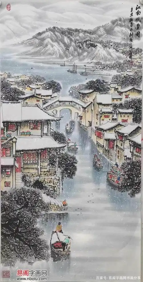 陈胜杰的山水画赏析:小桥流水人家,杏花烟雨江南