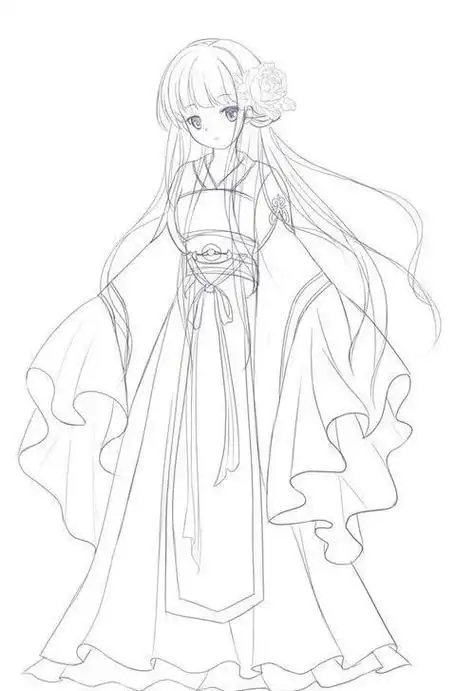 古代公主服装简笔画6