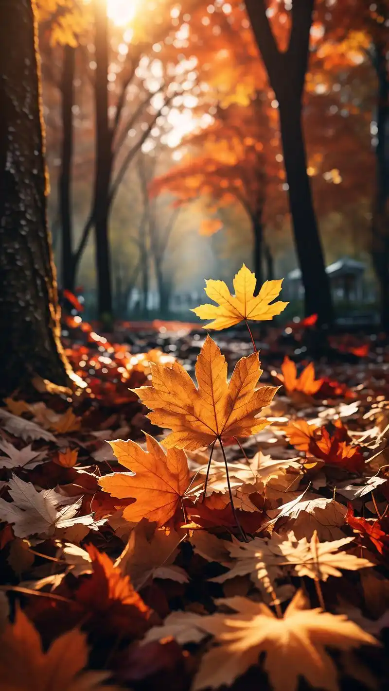 这组落叶壁纸,将伤感氛围渲染得淋漓尽致.