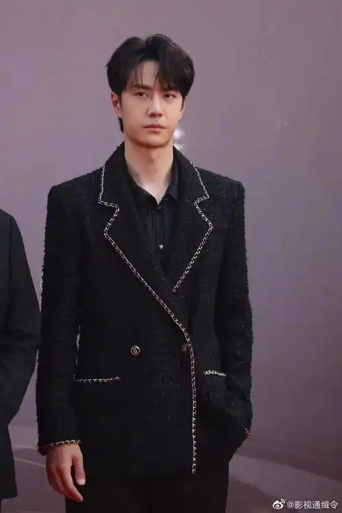 王一博红毯造型生图好高级的脸帅的很直观