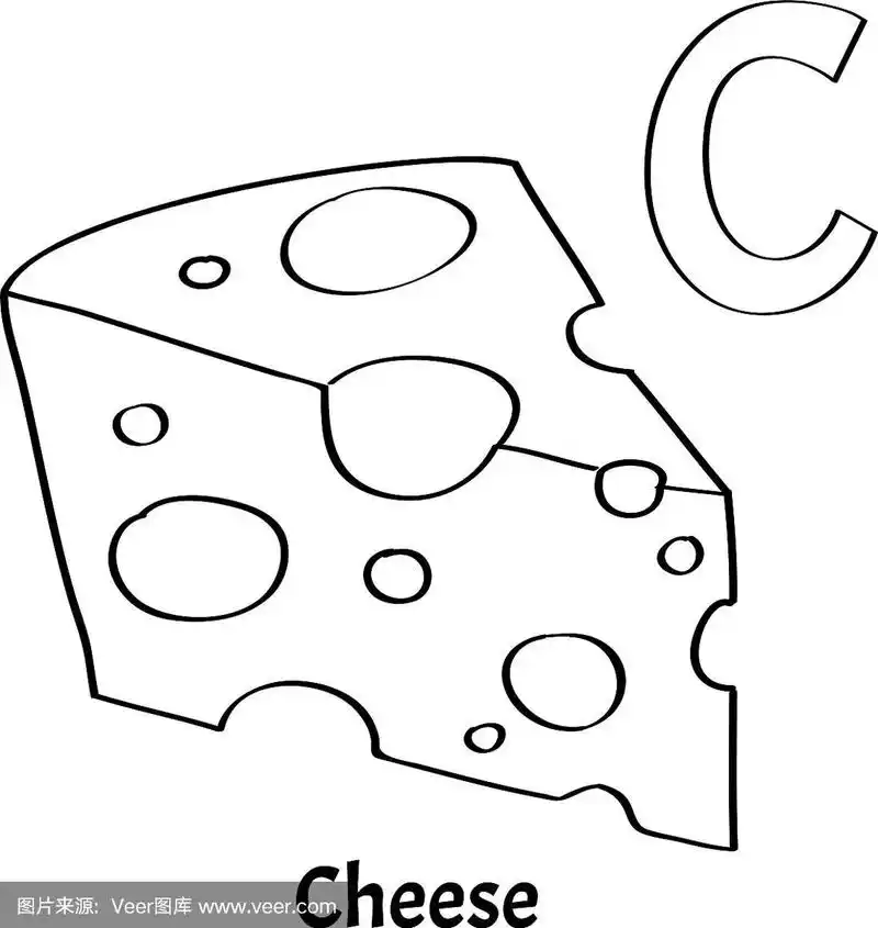 字母c涂色页奶酪
