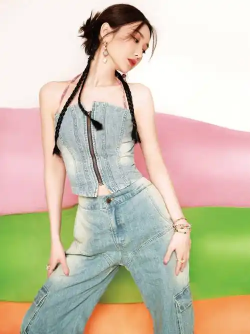 毛晓彤牛仔长裤脏脏辫青春活力写真_网友_女神_五官