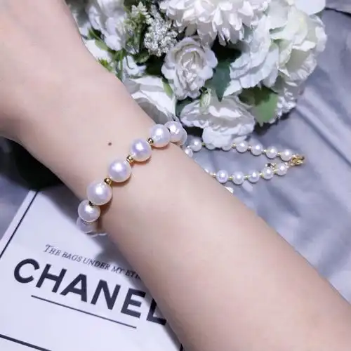 手链千凝天然淡水珍珠910mm手串14k包金圆珠手饰