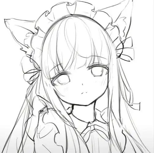 女生头像可爱动漫黑白线
