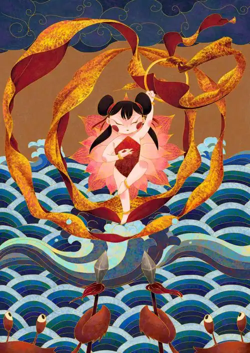 哪吒闹海|插画|商业插画|铃月华 - 原创作品 - 站酷 (zcool)