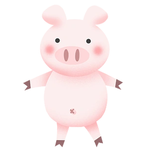 猪年动物猪卡通可爱插画剪纸风形象