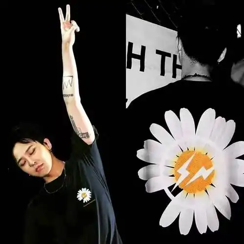 权志龙小雏菊潮牌t恤男短袖韩版潮流纯棉宽松情侣装夏季半袖体恤