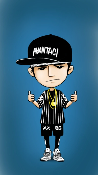 原创 手绘 壁纸 卡通 q版 周杰伦 棒棒哒 人父 时尚 嘻哈