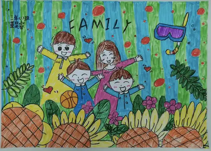 手绘全家福丨石牌小学三年级优秀作品欣赏为你喜欢的作品投票吧