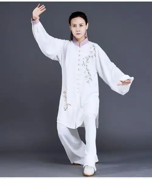 梦太极太极服女装2021新款印花国色天香珍珠绸修身款表演服三件套国色