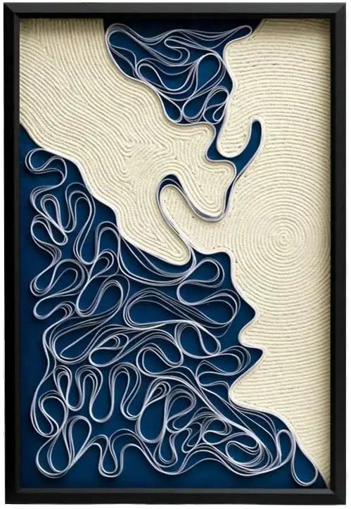 现代手工抽象艺术古典绳线立体玄关画餐厅卧室客厅装饰画走廊挂画-单