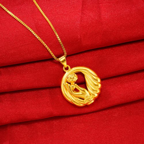 越南沙金女项链佛手金莲吊坠锁骨链镀24k金首饰仿真黄金久不掉色