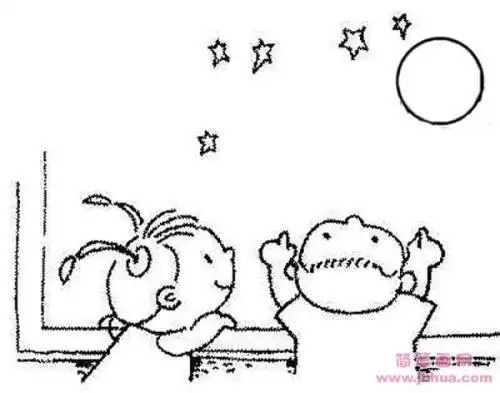 兄妹俩之间的简笔画