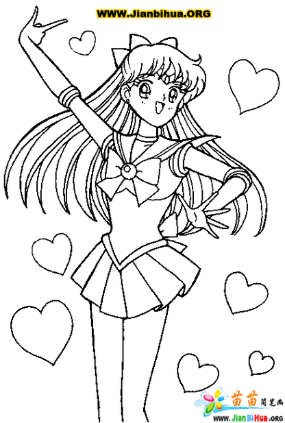 小混混想你美少女简笔画