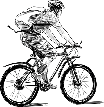 手绘骑自行车的人