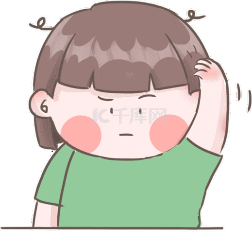 手绘困惑挠头发的女孩表情