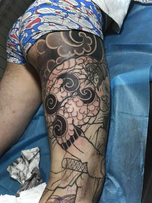 日式老传统花腿_纹身图案手稿图片_李默的纹身作品集