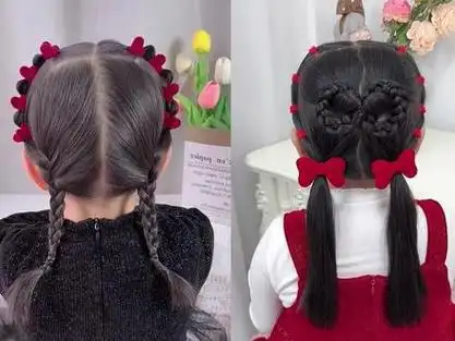 7-12岁女童过年发型两个辫子_辫子发型儿童女12岁_七岁小女孩扎辫子