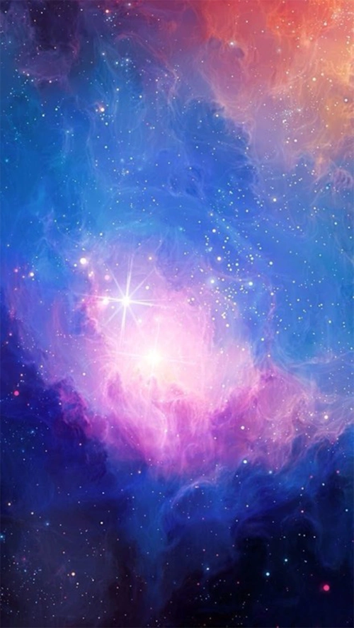 梦幻蓝紫色质感水彩星空