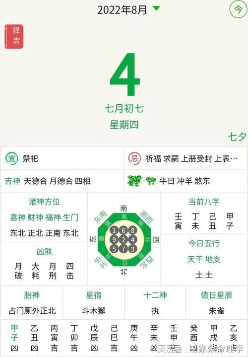 黄历运程查询宜忌吉日吉时万年历天气2022年8月4日