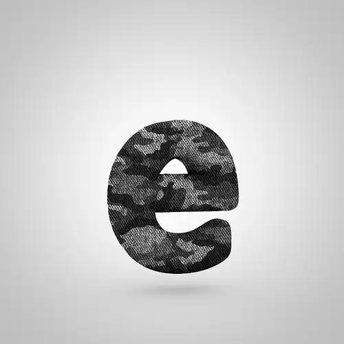 字母e小写带有伪装纹理,孤立在白色背景上.图片下载