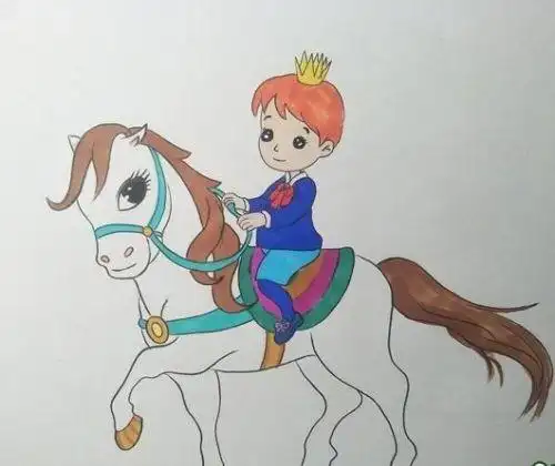 彩色可爱白马王子简笔画步骤,图片,简笔画-学笔画